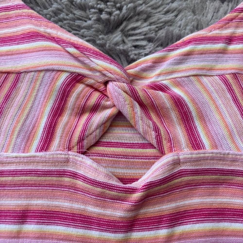 Talbots Pink coastal beachy Striped Long Sleeve Top size L - Picture 6 of 7
